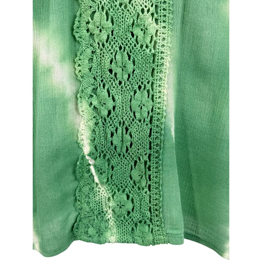 NWOT Green Crochet Tie Dye Mini Slip Dress S | Boho Grunge Fairycore Whimsigoth - Picture 12 of 16